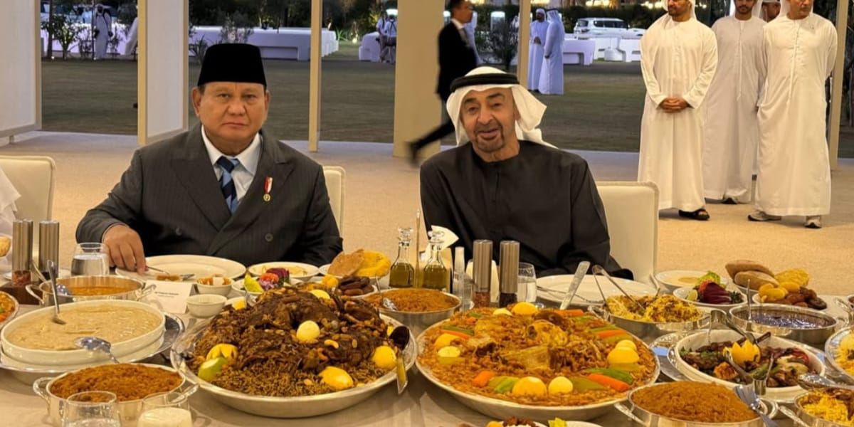 Momen Prabowo Buka Puasa Bersama Presiden MBZ , Disuguhi Sajian Khas Timur Tengah
