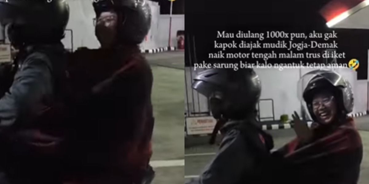 Viral Ikatan Unik Suami ke Istrinya Pakai Sarung di Momen Mudik Lebaran 2026, Disebut demi Keselamatan saat Kendarai Motor