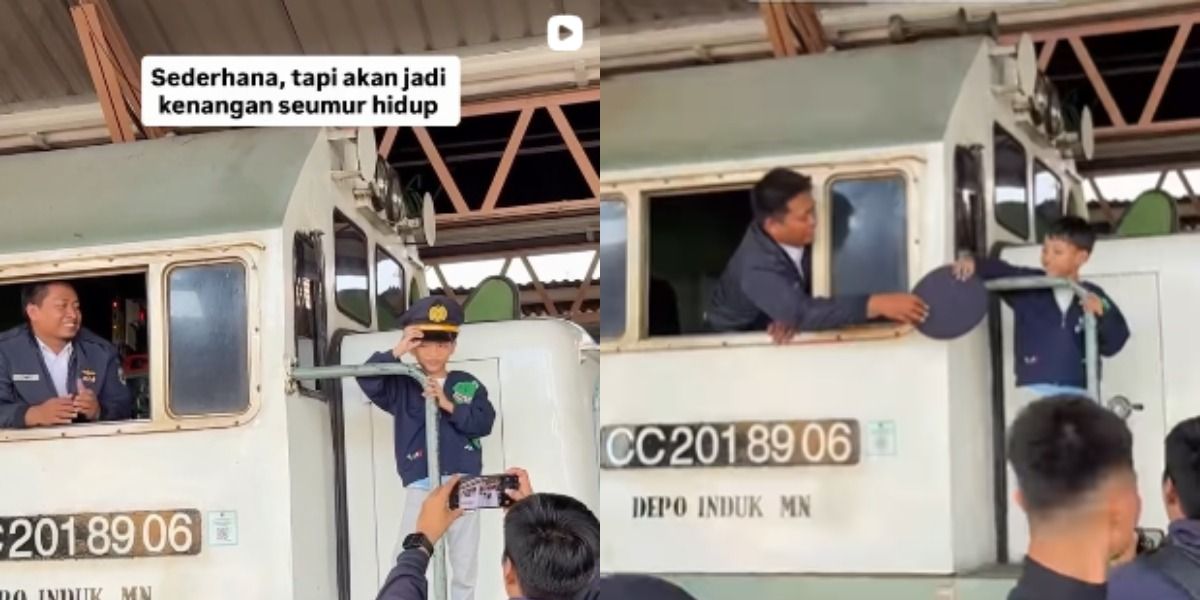 Aksi Masinis yang Beri Topinya ke Bocah saat Berfoto di Lokomotif Kereta Stasiun Semarang Tuai Pujian: Sederhana tapi Jadi Kenangan